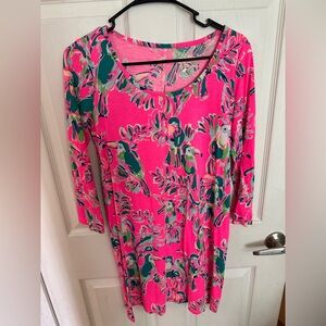 Lilly Pulitzer Pink Tropical Parrot Print Dress